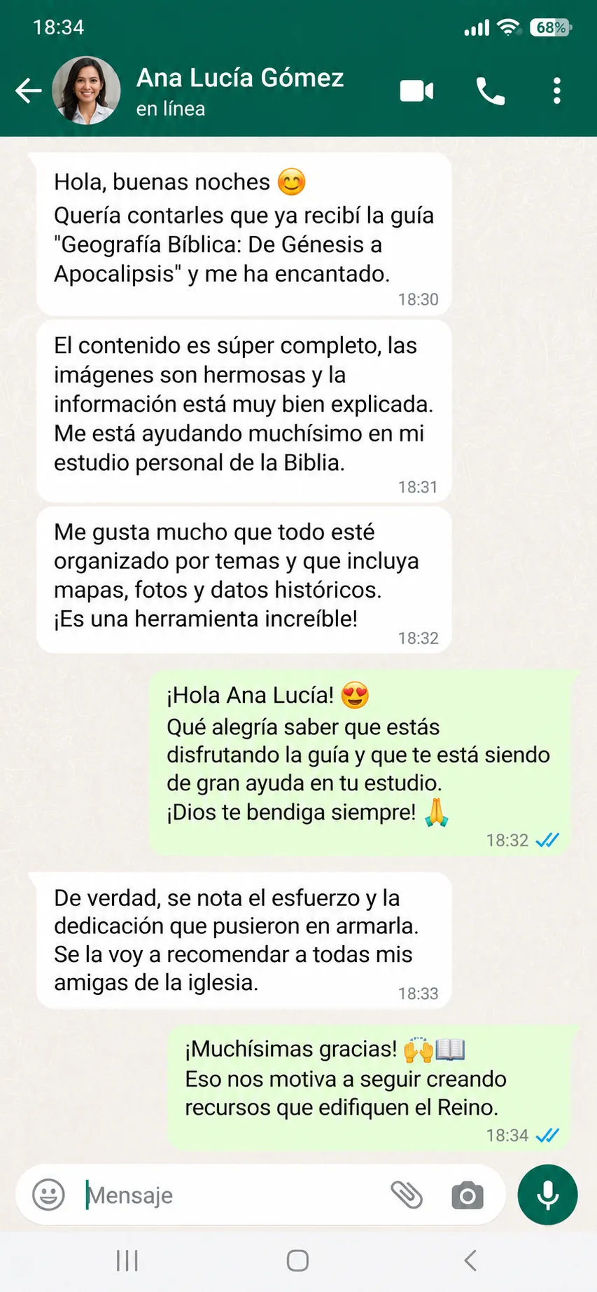 Testimonio de Ana Lucía Gómez en WhatsApp